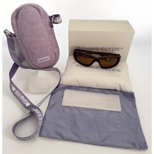 BONNIE CLYDE Brown Best Friend UV400 Sunglasses w. Accessories *MINT CONDITION*
